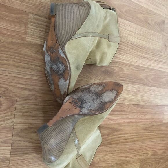 IRO Vero Cuoio Tan Suede Wedge Boots Booties Made In Italy - Picture 10 of 13
